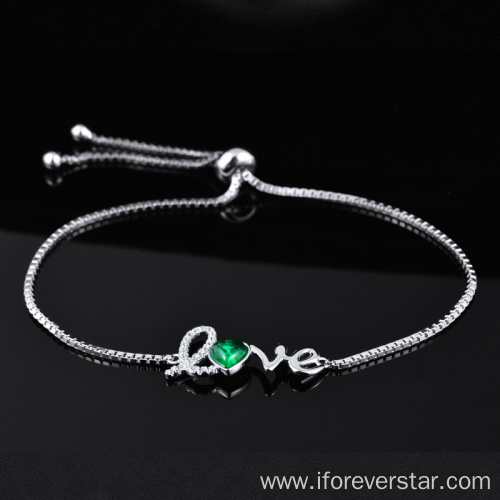 Latest Exquisite Gift Emerald Diamond 925 Silver Bracelet